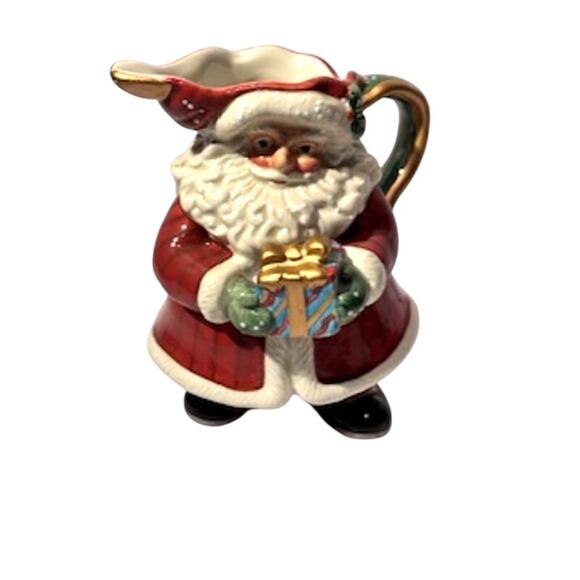 Vintage Fitz and Floyd Santa Creamer Pitcher Candy Cane Lane Holiday Decor - Picture 1 of 10